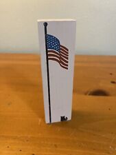 Cat's Meow AMERICAN FLAG POLE Wooden Shelf Sitter 4.5” Tall picture