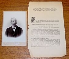1890 Condolence Letter ES Yovtchoff & Cabinet Photo William D. Walcott NY Mills picture