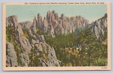 Cathedral Spires Custer State Park Black Hills South Dakota VTG Linen Postcard picture