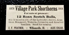 1918 Village Park - Farm Cattle Advertising - Cow - Williamsville - Illinois picture