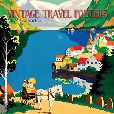 2024 Square Wall Calendar, Vintage Travel Posters 16-Month Arts & Antiques Theme picture