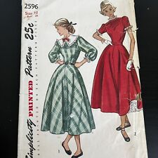 Vintage 1940s Simplicity 2596 Teen Coquette Dress Collar Sewing Pattern 10 CUT picture