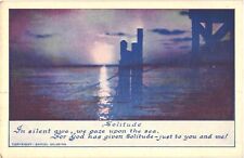 Sunset by the Sea, Solitude In Silent Awe, We Gaze Upon The Sea Poem Postcard picture