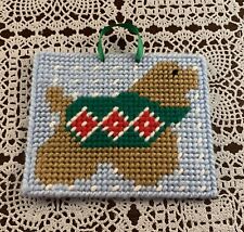Handmade Needlepoint Buff Cocker Spaniel Ornament Sign Dog Sweater Snowflakes picture