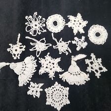 Set of 14 Crochet Snowflakes and Stars Christmas Ornaments Window Decor Hand Mad picture