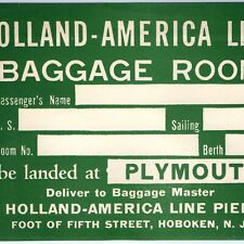 c1930s Plymouth England Steamship Luggage Label  Holland America Line Hoboken 2C picture