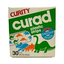 Vintage Curad For Kids Adhesive Bandages Dinosaur Full Box Of 30 Plastic Strips picture