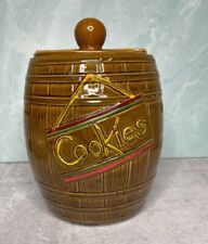Vintage 50s Mccoy Pottery Whiskey Barrel Cookie Jar with Lid made in the USA  picture