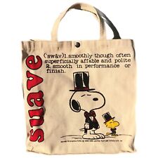 Vtg Peanuts Snoopy SUAVE TAN CANVAS TOTE BAG 1960s Charlie Brown Snap Closure picture