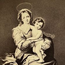 Antique CDV Filler Photograph Madonna and Child by Murillo, Florence Mary Jesus picture