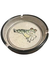 Vintage Stoneware Speckled Ashtray Toad Round Stoneware picture