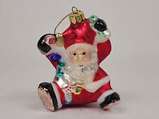 Fitz and Floyd Santa Claus Sitting Glass Christmas Tree Ornament Holiday Decor picture