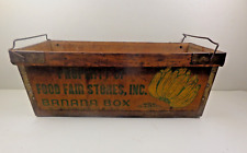 Vintage Extremely Rare Food Fair Stores Advertising Wood Banana Box 13