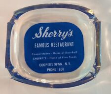 NOS VINTAGE BASEBALL SHERRY'S FAMOUS RESTAURANT COOPERSTOWN NY GLASS ASHTRAY picture