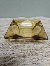 Vintage Retro Ashtray Glass Amber Squre 4.5x4.5