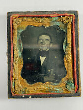 1860 Ruby Red Glass Ambrotype Photo poss Gen James Ekin lincoln trial civil war picture