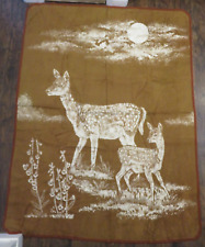 Vintage San Marcos Blanket Deer Fawn Reversible Brown Tan Size 91
