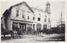 NW Traverse MI RPPC c.1885 Fire Department FIRE HOUSE CASS BETWEEN STATE & FRONT picture