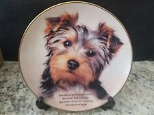 Sweet Yorkie Collector Plate With Stand Numbered Excellent Condition Unused picture