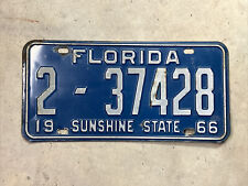 Vintage 1966 Florida License Plate #2-37428 Good Condition picture