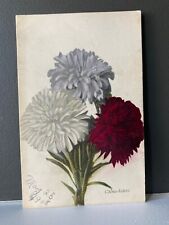 Vtg. 1908 Tuck's handcoloured China Asters Bouquet postcard picture
