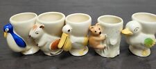 Vintage 1950s-60s Keele Street Pottery England Hand Painted Egg Cup Set of 5 picture