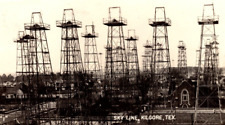 c1941 RPPC Skyline Kilgore Texas TX Oil Derricks VINTAGE Postcard WW2 Era picture
