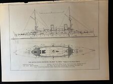 1898 Antique Industrial Drawings U.S. Protected Cruiser 