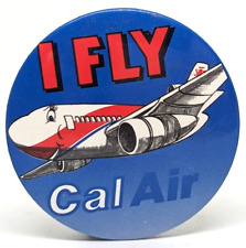 RARE Vtg Cal Air AirCal USA Airline Aviation I Love Aeroplanes Badge Pin (P1836) picture
