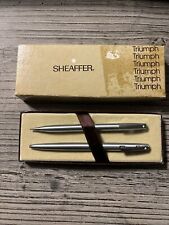 Vintage Stainless Steel SHEAFFER Triumph 444 Pen & Pencil Set White Dot picture