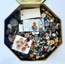 Large Swing Handle Lithographed Tin With 100's of Antique and Vintage Buttons picture