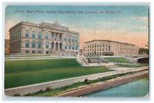 1912 River Front Showing City Library and Coliseum, Des Moines IA Postcard picture