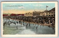 Bathing Beach Ocean Park, CA Posted 1922 LA Industrial Exposition Stamp Postcard picture