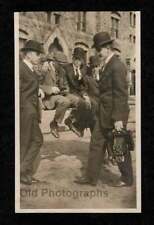 1900s FOLDING CAMERA 5 HANDSOME TOUGH MEN DERBY HATS OLD/VINTAGE SNAPSHOT- J384 picture