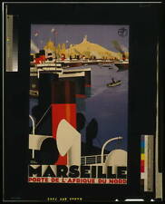 Marseille,porte de l'Afrique du nord,France,Harbor,Ships,c1930,Roger Broders picture