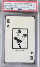 Groucho Marx 1950 SE21 City Of Hope Hospital Playing Cards 10 Of Spades PSA 10 picture