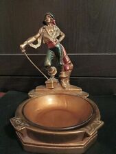 Antique PAUL HERZEL Bronze Clad Pirate Decorative Trinket Holder W/ Glass Insert picture