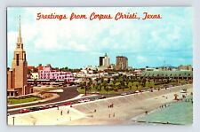 Postcard Texas Corpus Christi TX Beach Downtown 1960s Unposted Chrome picture