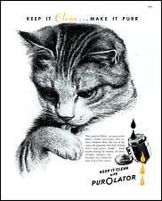 1944 Tabby the Cat art Purolator oil filters vintage print ad XL17 picture