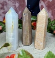 Beautiful Crystal Towers 3pcs Sale - Rhodonite Pink Calcite Yellow Aventurine picture