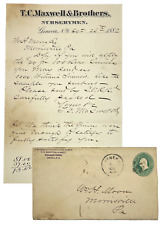 1882 T. C. Maxwell & Brothers Nurserymen Letter w Stamped Envelope Geneva, NY picture