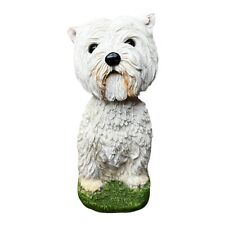 Bobble Head Sitting White Terrier 7 inch Resin picture