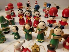 Lot of 73 Vintage Wooden Hand Painted Christmas Ornaments see photos picture