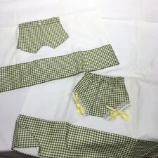Set 2 VINTAGE Applique Queen King White Cotton Green Gingham Bloomers & Shorts picture