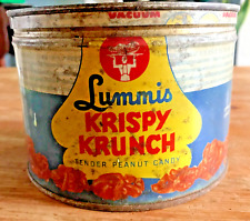 LUMMIS KRISPY CRUNCH Tender Peanut Candy Can ~ Vintage advertising tin VTG picture