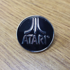 Atari Round Siliver and Black Logo Metal Pin 1 1/8 inch picture