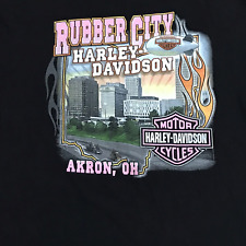 Harley Davidson T Shirt XL Black Pink Graphic Akron Oh Rubber City Biker Built picture