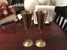 vintage pair of brass flutes made in india picture