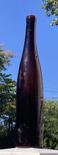Antique Bottle Hock Wine Amber Red Crude Applied Lip Primitive Blown 14.25” picture