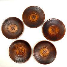 Vintage Japanese Wooden CHATAKU Tea Cup Saucer 5pc Set picture